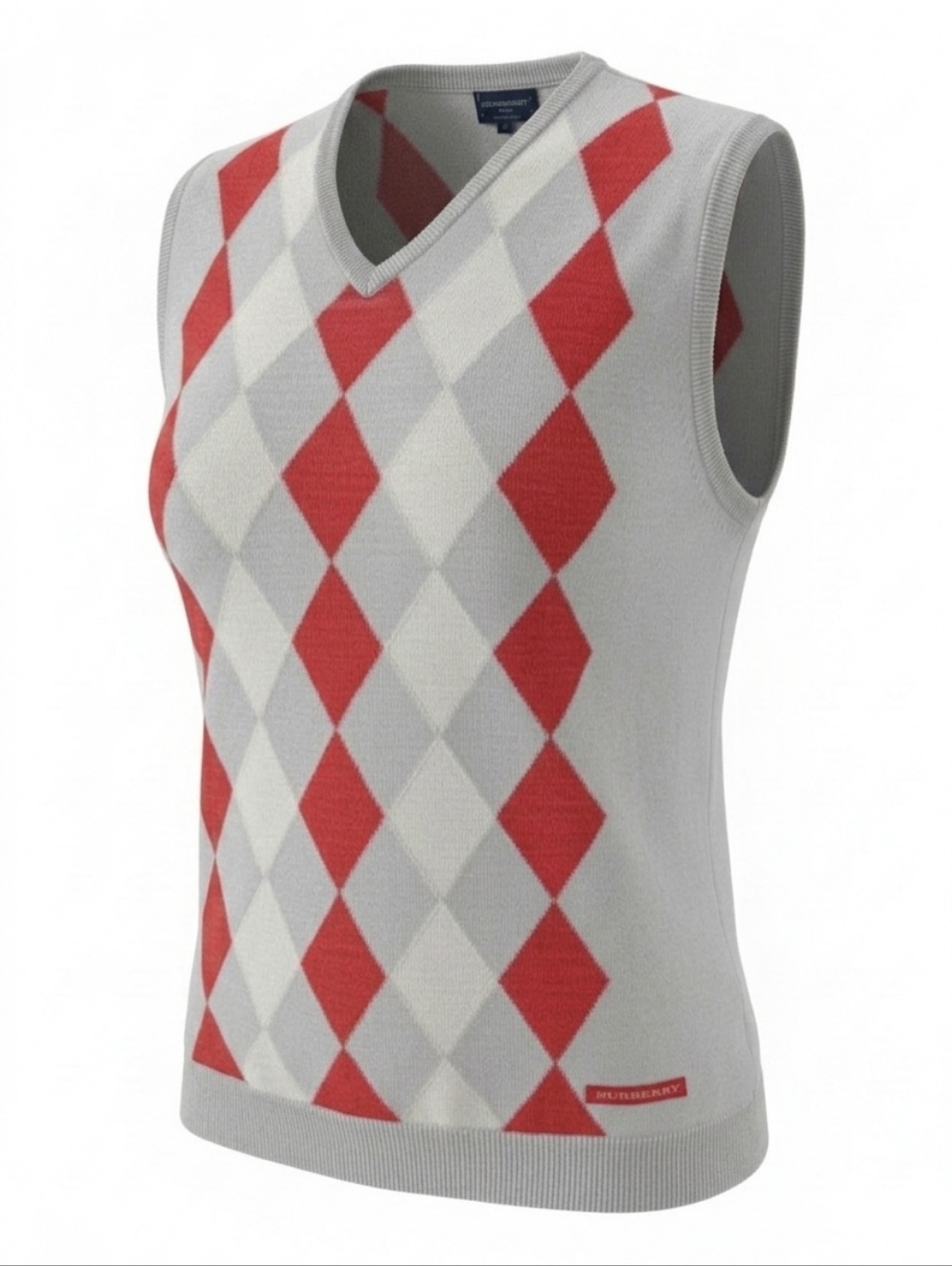 Burberry Golf Sweater Vest Argyle 100% Extrafine Merino Wool Made In Italy Xl